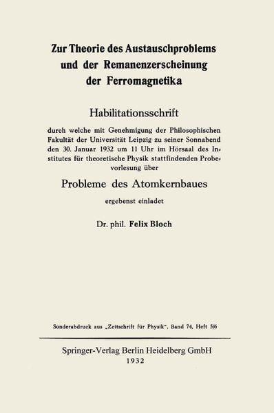 Produktbild: Zur Theorie des Austauschproblems und der Remanenzerscheinung der Ferromagnetika