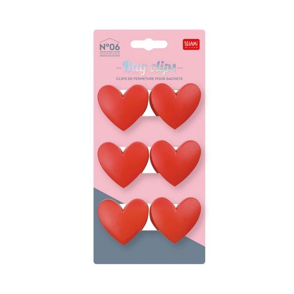 Produktbild: Legami Set mit 6 Verschluss-Clips - Herz