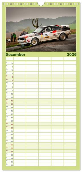 Produktbild: Familienplaner 2026 - Rallye Faszination 2026 mit 5 Spalten (Wandkalender, 21 x 45 cm) CALVENDO