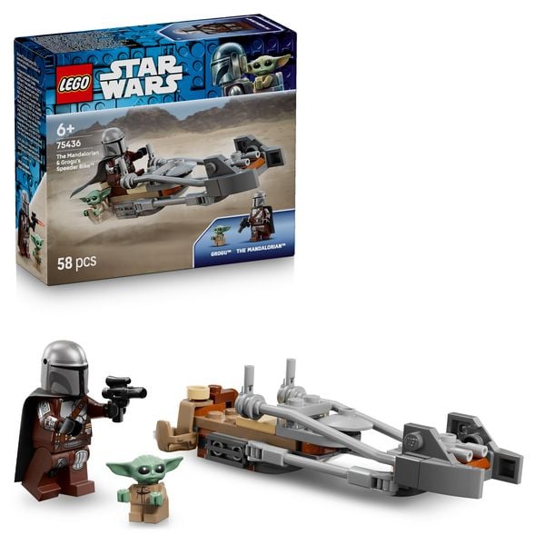 Produktbild: LEGO Star Wars 75436 Der Mandalorianer und Grogu auf ihrem Speeder Bike