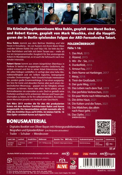 Produktbild: Tatort - Team Berlin: Rubin und Karow - Gesamtedition (Alle 16 Folgen mit Meret Becker & Mark Waschke) [8 DVDs]
