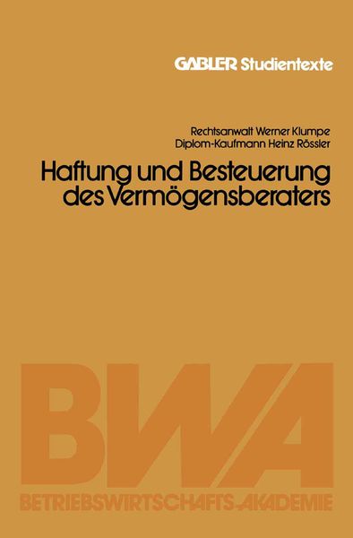 Produktbild: Haftung und Besteuerung des Verm&ouml;gensberaters