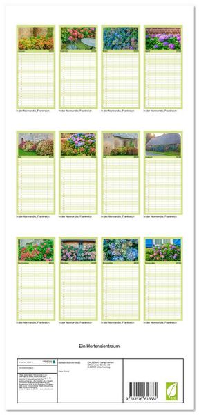 Produktbild: Familienplaner 2026 - Ein Hortensientraum mit 5 Spalten (Wandkalender, 21 x 45 cm) CALVENDO