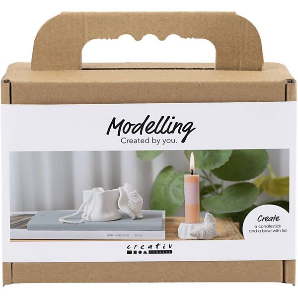 Produktbild: Creativ Company Mini Kreativ Set Modellieren, Kerzenhalter mit Muscheln, Creme