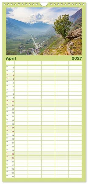 Produktbild: Familienplaner 2027 - Naturwunder Berge mit 5 Spalten (Wandkalender, 21 x 45 cm) CALVENDO