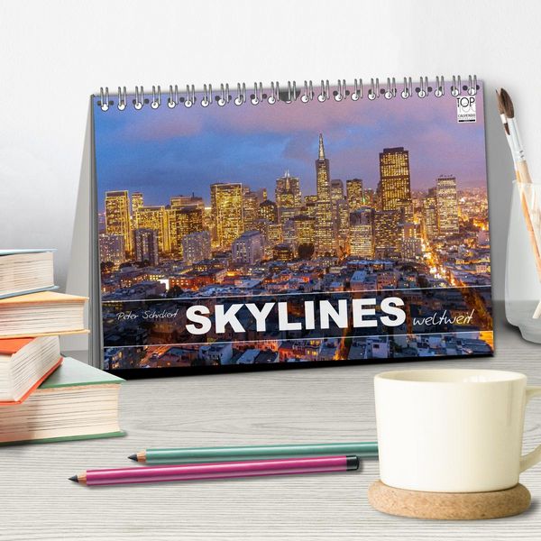 Produktbild: Skylines weltweit (Tischkalender 2026 DIN A5 quer), CALVENDO Monatskalender