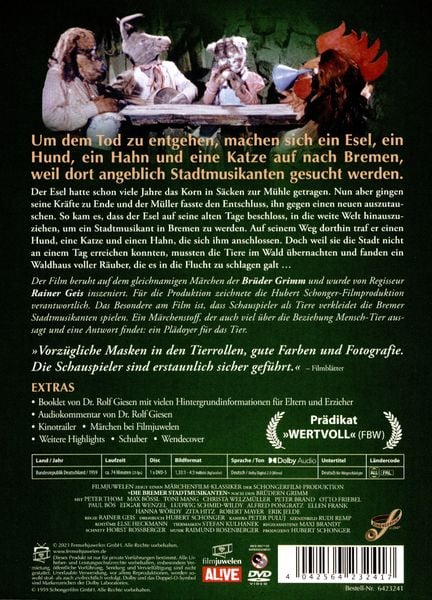 Produktbild: Die Bremer Stadtmusikanten (1959) (Filmjuwelen / Schongerfilm-M&auml;rchen)