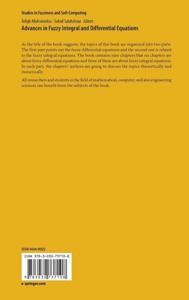 Produktbild: Advances in Fuzzy Integral and Differential Equations