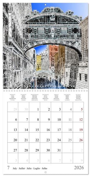 Produktbild: The city of bridges - Venice (Wall Calendar 2026 12 &times; 12 Inch) CALVENDO 12 Month Wall Calendar