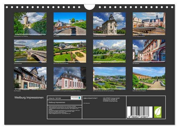 Produktbild: Weilburg Impressionen (Wandkalender 2026 DIN A4 quer), CALVENDO Monatskalender