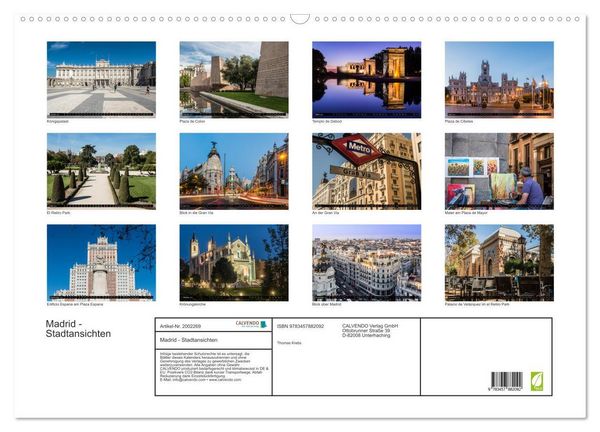 Produktbild: Madrid - Stadtansichten (Wandkalender 2026 DIN A2 quer), CALVENDO Monatskalender