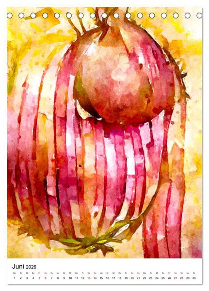 Produktbild: Bitte Vegetarisch! - Beliebtes Obst und Gem&uuml;se in Aquarell (Tischkalender 2026 DIN A5 hoch), CALVENDO Monatskalender