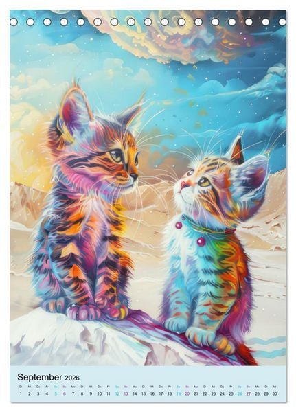 Produktbild: Katzen im expressionistischen Stil (Tischkalender 2026 DIN A5 hoch), CALVENDO Monatskalender