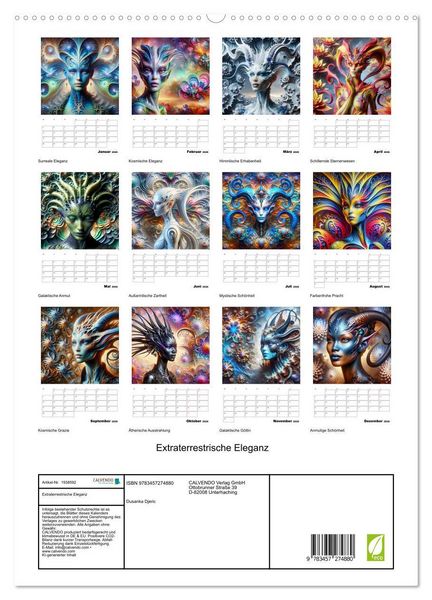 Produktbild: Extraterrestrische Eleganz (hochwertiger Premium Wandkalender 2026 DIN A2 hoch), Kunstdruck in Hochglanz
