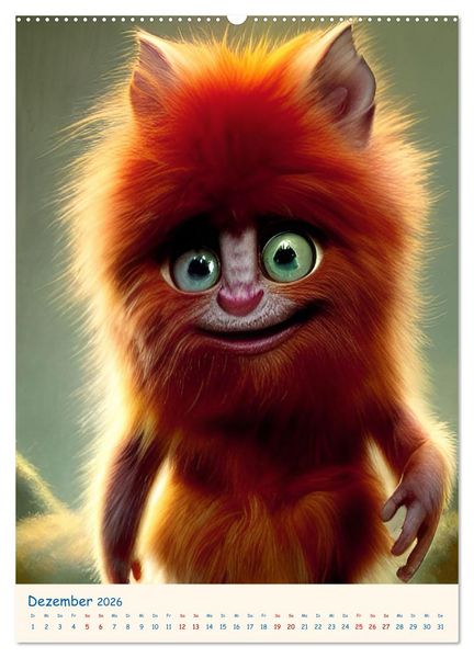 Produktbild: Liebenswerte Kuschelmonster - Digitalart (Wandkalender 2026 DIN A2 hoch), CALVENDO Monatskalender