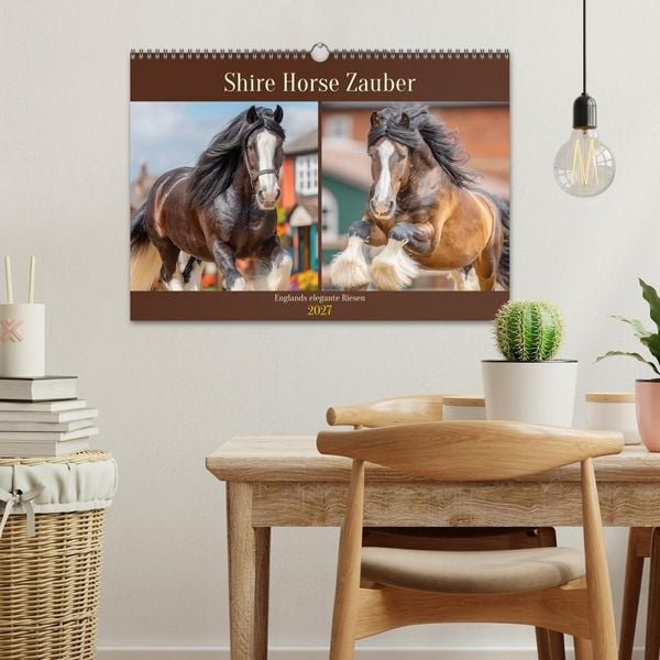Produktbild: Shire Horse Zauber. Englands elegante Riesen (Wandkalender 2027 DIN A3 quer), CALVENDO Monatskalender