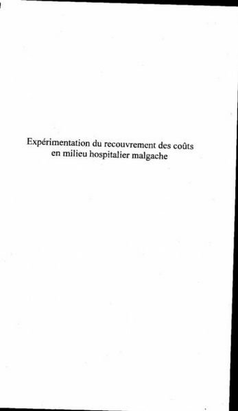Produktbild: Experimentation Du Recouvrement des Couts En Milieu Hospital