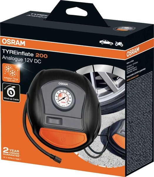 Produktbild: Osram Automotive OTI200 Kompressor Analoges Manometer, Kabelfach/-aufnahme, &Uuml;berlastungsschutz