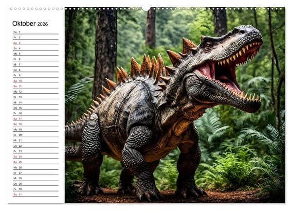 Produktbild: Urzeit erwacht - Ein Jahr mit den Dinosauriern (Wandkalender 2026 DIN A2 quer), CALVENDO Monatskalender