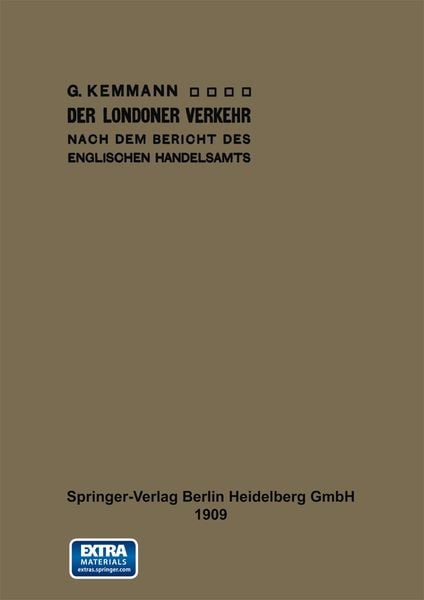 Produktbild: Der Londoner Verkehr nach dem Bericht des englischen Handelsamts