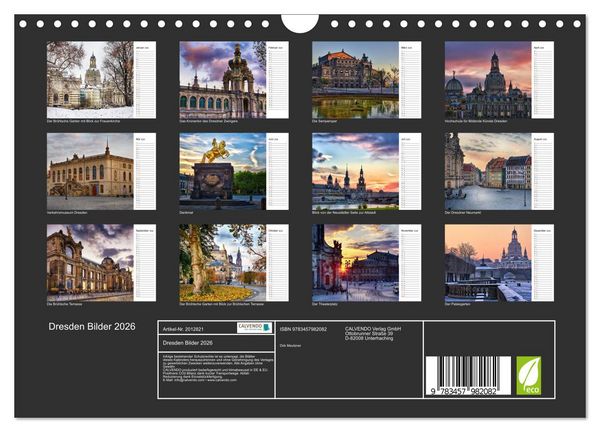 Produktbild: Dresden Bilder 2026 (Wandkalender 2026 DIN A4 quer), CALVENDO Monatskalender