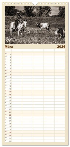 Produktbild: Familienplaner 2026 - Westernreiten mit 5 Spalten (Wandkalender, 21 x 45 cm) CALVENDO
