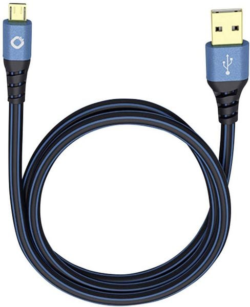 Oehlbach USB-Kabel USB 2.0 USB-A Stecker, USB-Micro-B Stecker 0.50 m Blau vergoldete Steckkontakte 9330