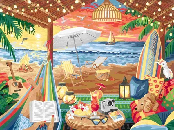 Produktbild: CreArt Canvas Leinwand - Gem&uuml;tliche Strandh&uuml;tte