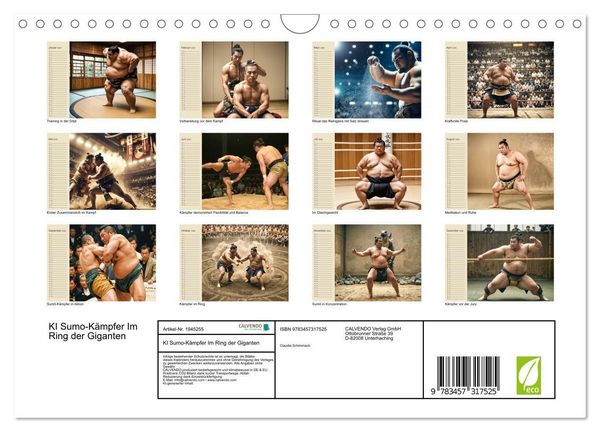 Produktbild: KI Sumo-K&auml;mpfer Im Ring der Giganten (Wandkalender 2026 DIN A4 quer), CALVENDO Monatskalender