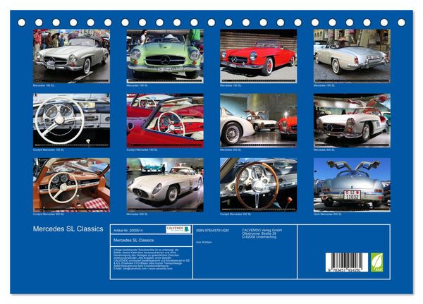 Produktbild: Mercedes SL Classics (Tischkalender 2026 DIN A5 quer), CALVENDO Monatskalender