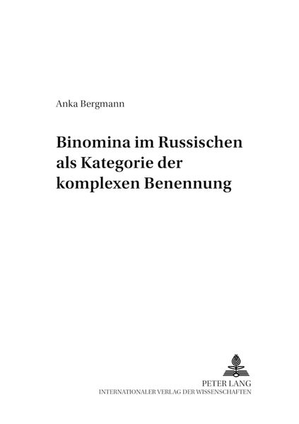 Produktbild: Binomina im Russischen als Kategorie der komplexen Benennung