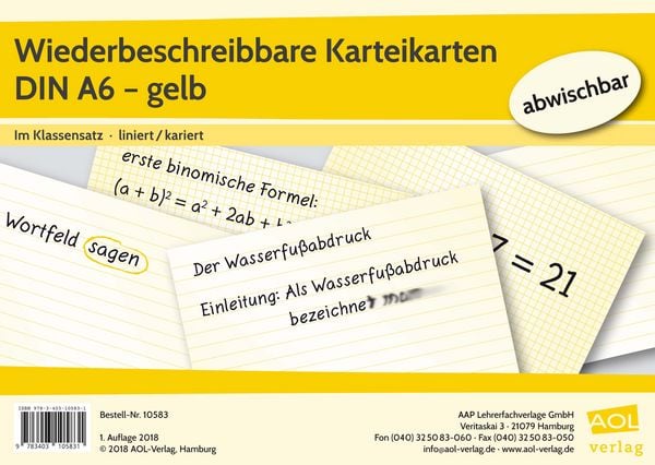 Produktbild: Wiederbeschreibbare Karteikarten DIN A6 - gelb