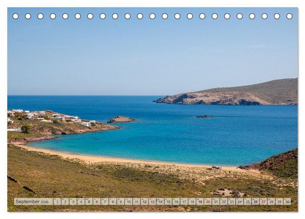 Produktbild: Mykonos - Natur, Meer und wei&szlig;e W&auml;nde (Tischkalender 2026 DIN A5 quer), CALVENDO Monatskalender