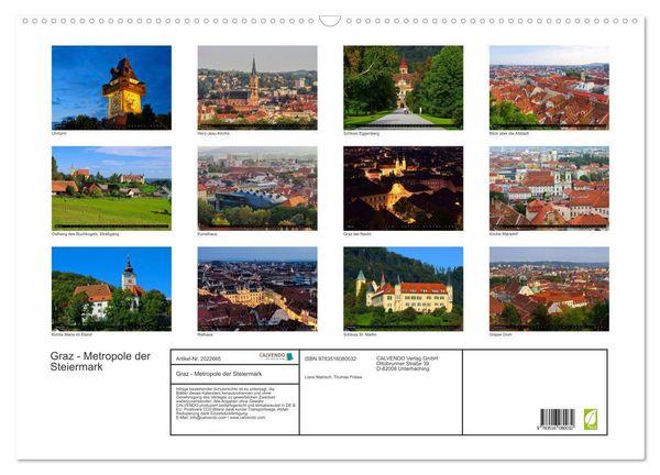 Produktbild: Graz - Metropole der Steiermark (Wandkalender 2026 DIN A2 quer), CALVENDO Monatskalender