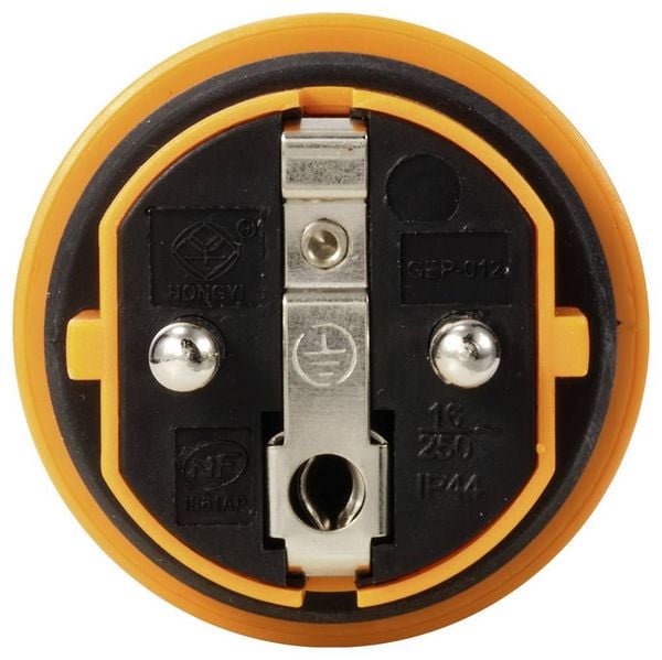 Produktbild: Sygonix SY-6618478 Schutzkontaktstecker TPE, PC 250 V/AC Schwarz, Orange IP44