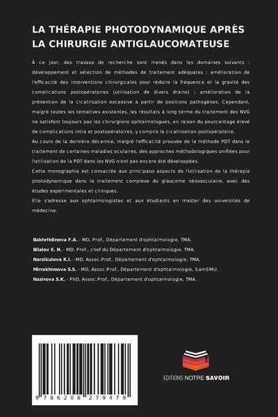 Produktbild: La Th&eacute;rapie Photodynamique Apr&egrave;s La Chirurgie Antiglaucomateuse