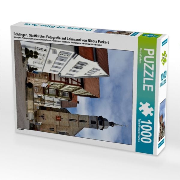 Produktbild: CALVENDO Puzzle B&ouml;blingen, Stadtkirche. Fotografie auf Leinwand von Nicola Furkert | 1000 Teile Lege-Gr&ouml;&szlig;e 64x48cm Foto-Puzzle f&uuml;r gl&uuml;ckliche Stunden