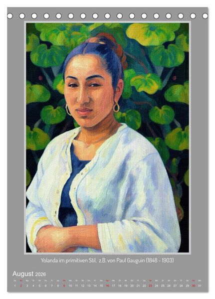Produktbild: Yolanda in der Kunstgalerie (Tischkalender 2026 DIN A5 hoch), CALVENDO Monatskalender