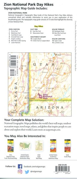 Produktbild: Zion National Park Day Hikes Map
