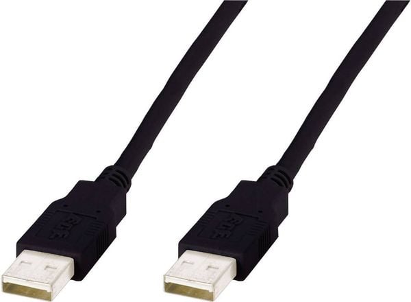 Digitus USB-Kabel USB 2.0 USB-A Stecker, USB-A Stecker 5.00 m Schwarz doppelt geschirmt AK-300101-050-S