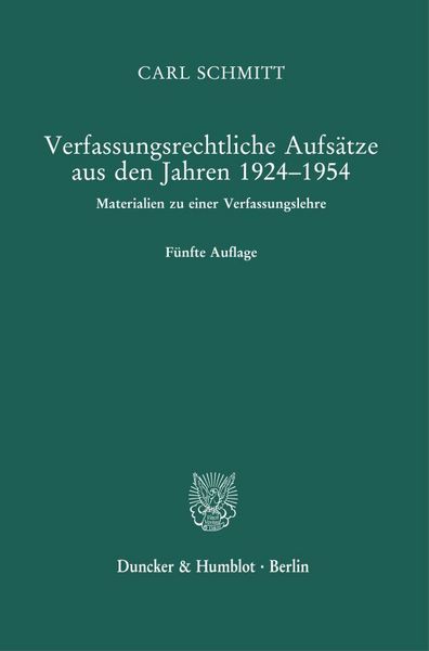 Produktbild: Verfassungsrechtliche Aufs&auml;tze aus den Jahren 1924&ndash;1954