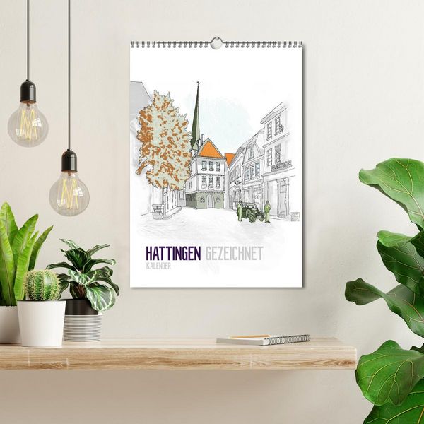 Produktbild: HATTINGEN GEZEICHNET (Wandkalender 2026 DIN A3 hoch), CALVENDO Monatskalender