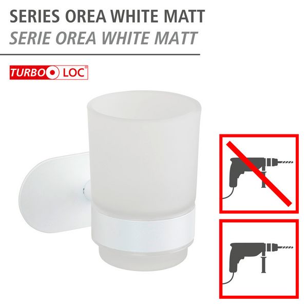 Produktbild: Turbo-Loc&reg; Zahnputzbecherhalter Uno Mod. Orea White matt, aus rostfreiem Edelstahl
