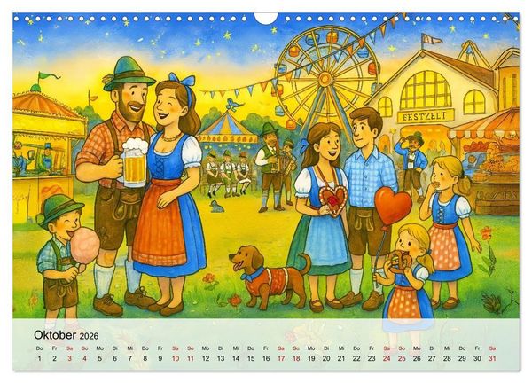 Produktbild: Bayrische Wimmelbilder - Wo Heimat lebendig wird (Wandkalender 2026 DIN A3 quer), CALVENDO Monatskalender