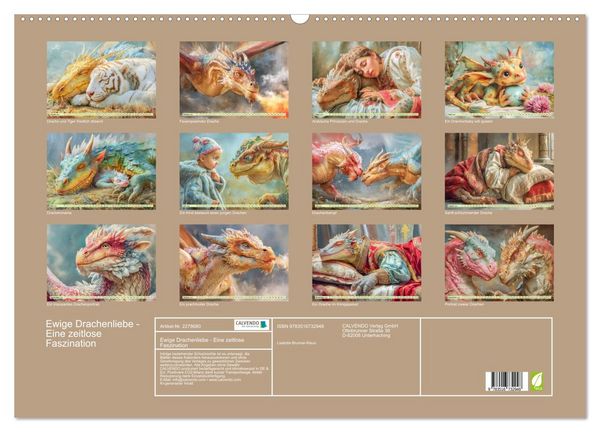Produktbild: Ewige Drachenliebe - Eine zeitlose Faszination (Wandkalender 2026 DIN A2 quer), CALVENDO Monatskalender