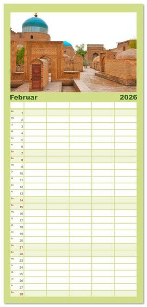Produktbild: Familienplaner 2026 - Usbekistan, Perlen der Seidenstra&szlig;e mit 5 Spalten (Wandkalender, 21 x 45 cm) CALVENDO