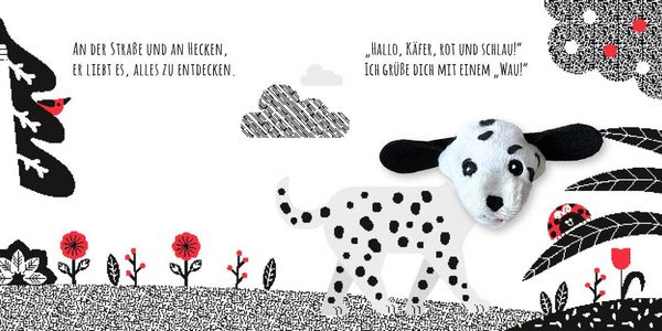 Produktbild: Kontrastbuch f&uuml;r Babys mit Fingerpuppe: Guck mal, kleiner Hund