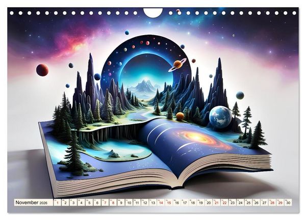 Produktbild: Fantasy-B&uuml;cher Sch&ouml;nheit des Universums (Wandkalender 2026 DIN A4 quer), CALVENDO Monatskalender