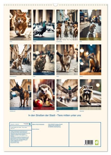 Produktbild: In den Stra&szlig;en der Stadt - Tiere mitten unter uns (Wandkalender 2026 DIN A2 hoch), CALVENDO Monatskalender