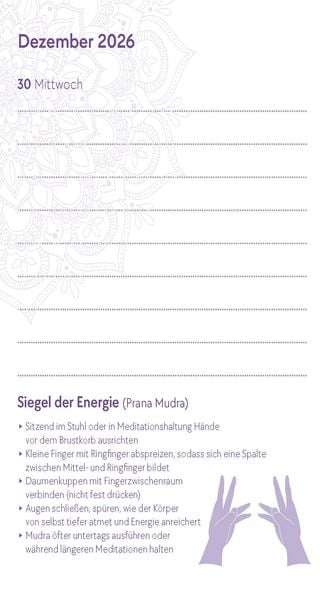 Produktbild: Yoga-Kalender 2026 - Taschenkalender mit Mantras, Meditationen, Affirmationen und Hintergrundgeschichten - im praktischen Format 10,0 x 15,5 cm, mit zahlreichen Illustrationen und Leseb&auml;ndchen
